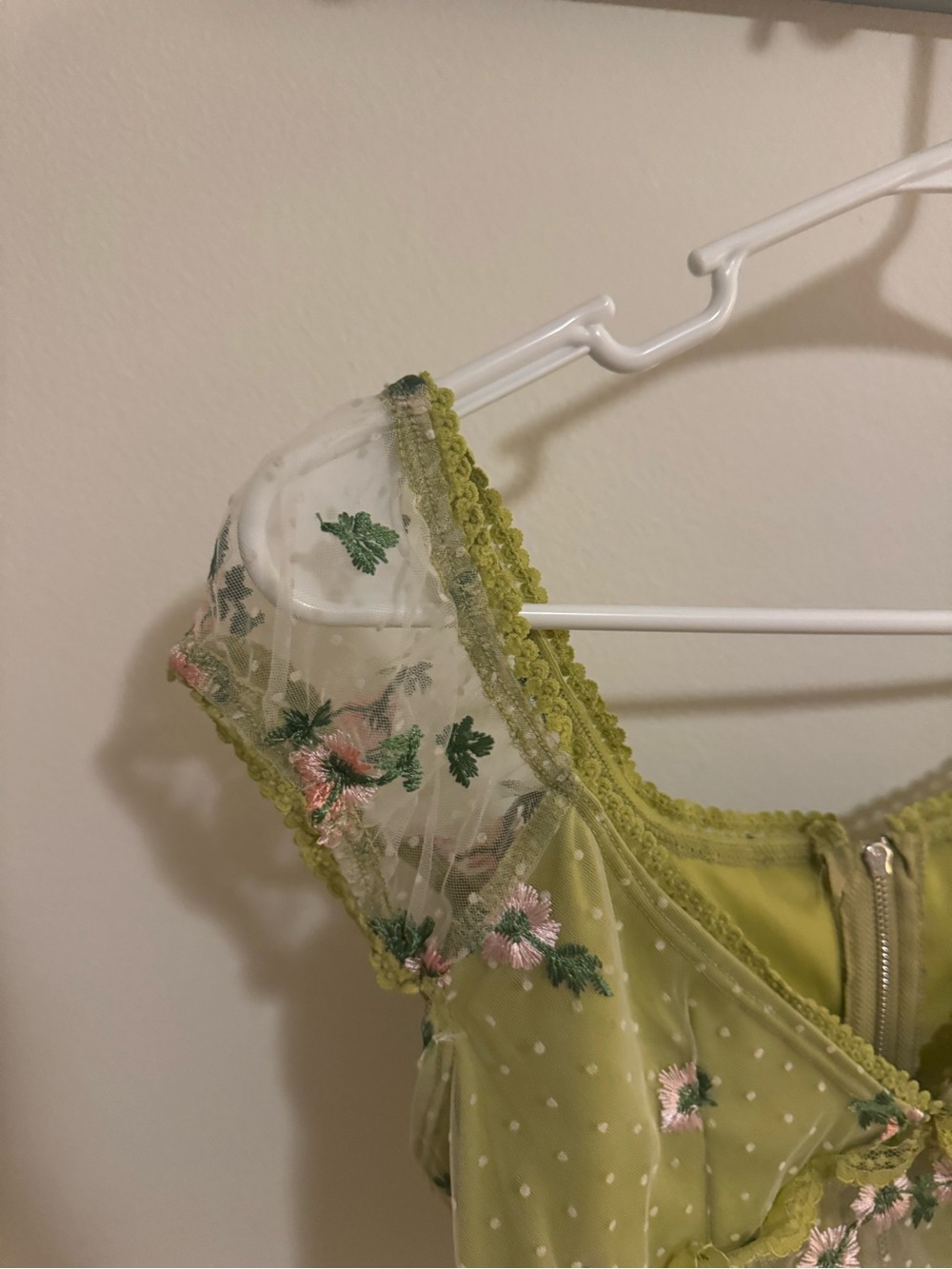 Shein Cotagge Fairy Whimsical Green Floral Mesh Crop Top - Picture 3 of 6